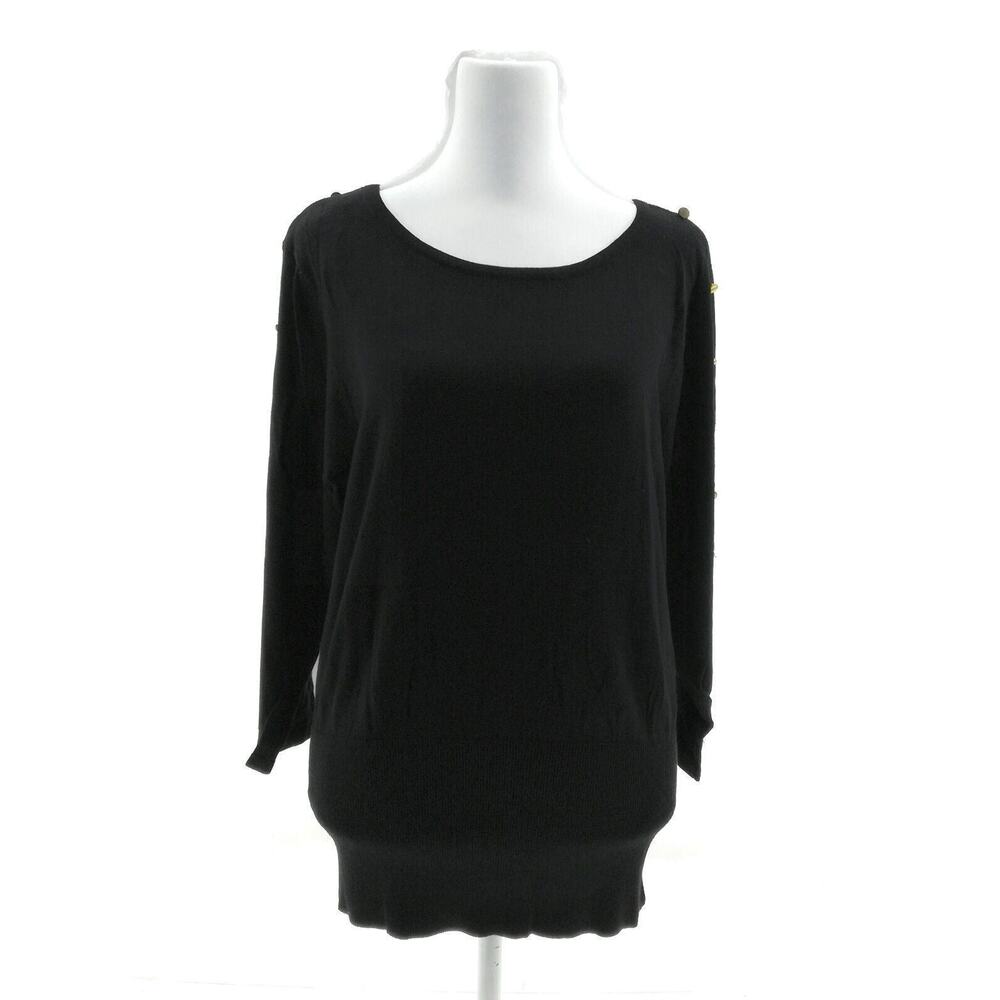 Objects Dart Black Sweater with Button Detailing - Women's Size Small - Chic - Picture 2 of 4